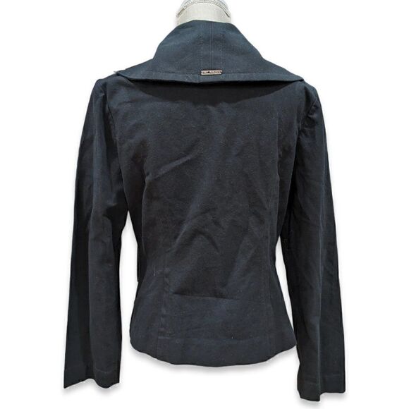 St. John Sport Double Breasted Asymmetric Big Collar Coat Black Jacket Size M - Picture 4 of 13